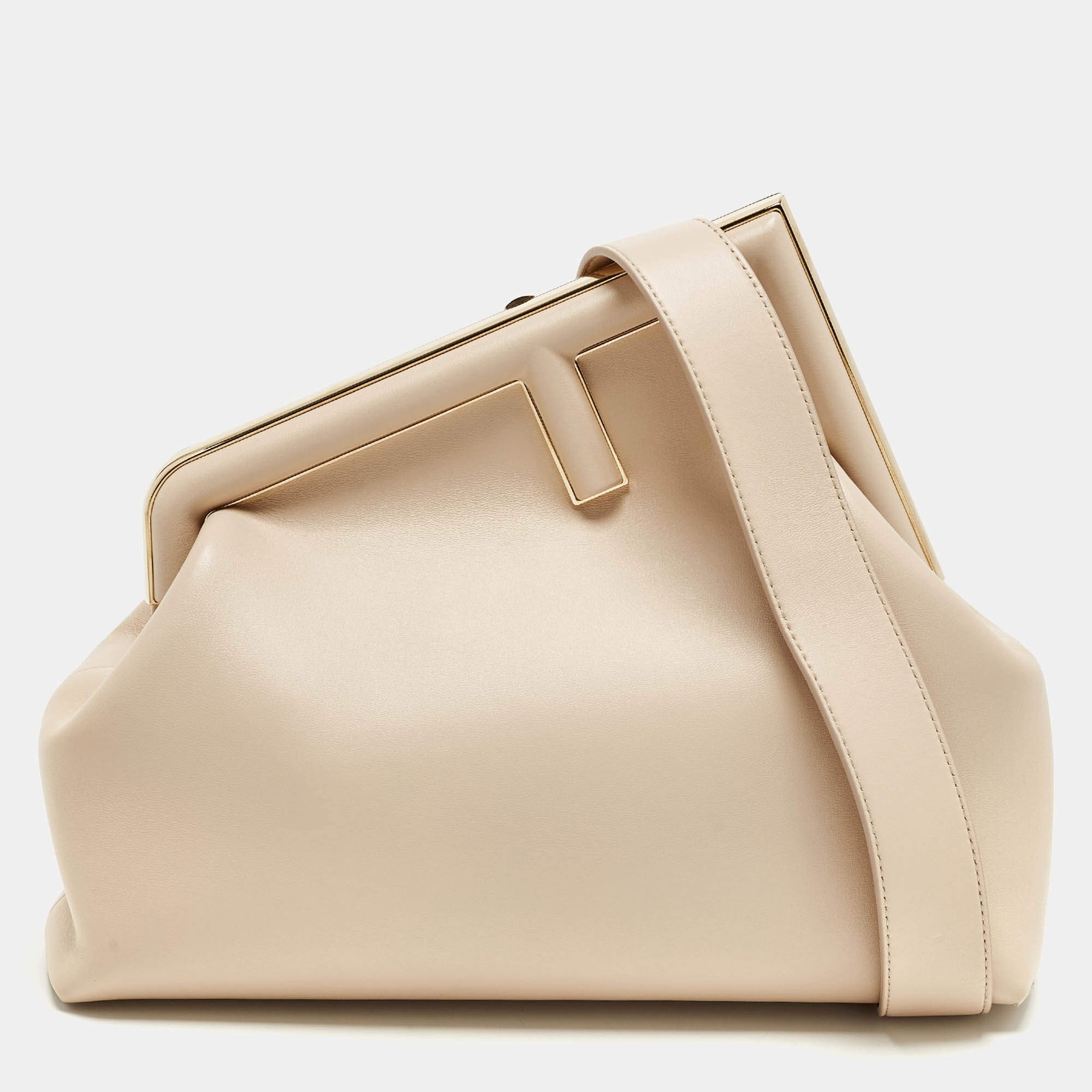 Fendi First Medium Beige Leather Shoulder Bag