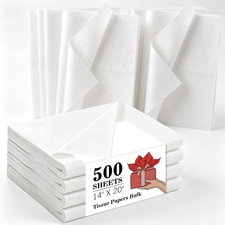 500 Sheets White Tissue Paper Bulk, 14X20 Inch Gift Wrapping Paper, Acid-Free