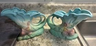 Vintage Hull Pottery Cornucopia Vase Pair Matte Pastel Floral USA