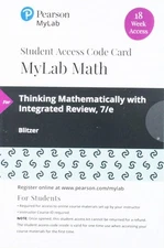 Thinking Mathematically with Integrated Review -- MyLab Math with