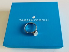 TAMARA COMOLLI, BOUTON RING SMALL WEIßGOLD 18K MONDSTEIN NEU, GR. 54