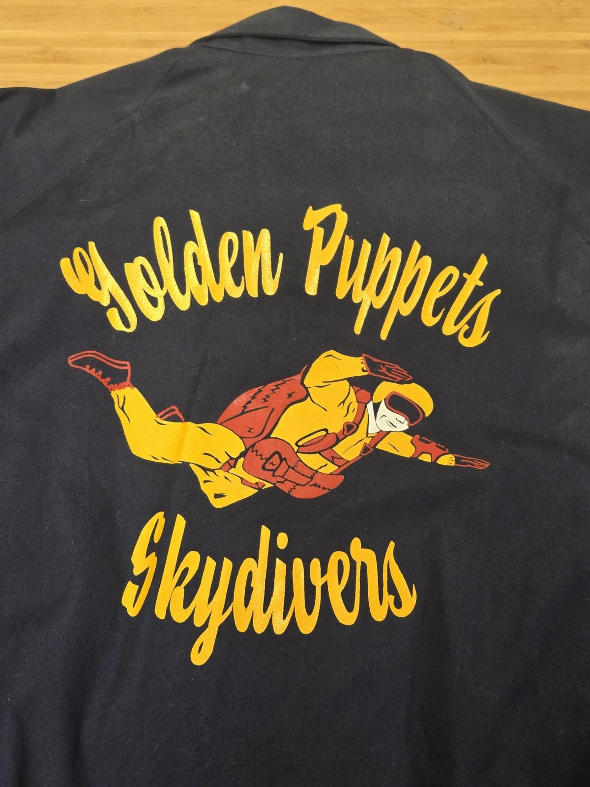 Vintage Printwear Jacket Mens XL Navy Golden Puppets Skydivers Graphic Cotton