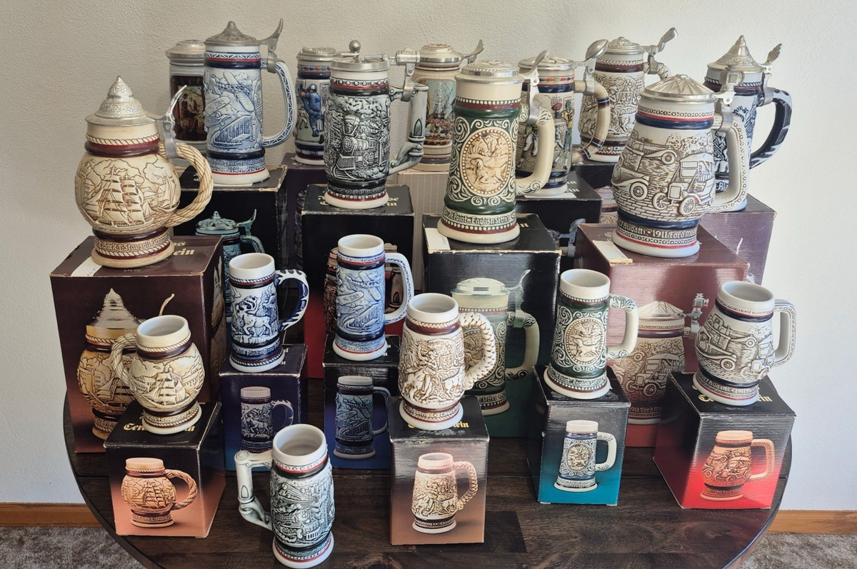 Vintage AVON BEER Steins Complete Set, Most with Original Boxes