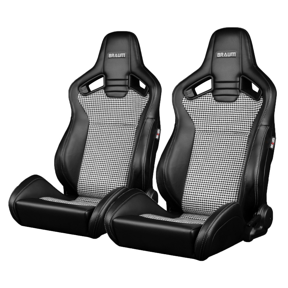 Braum® - Black Leatherette & Houndstooth Fabric ELITE-V2 Racing