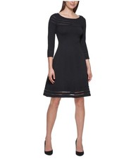 Jessica Howard Womens Illusion Hem Sweater Dress, Black, Petite, P/PS