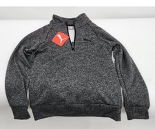 Puma Youth SM Gray Long Sleeve Sweatshirt Kids Pullover Logo Athletic Casual