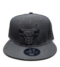 Chicago Bulls Ultra Game Hat - Triple Black Snapback - NBA Licensed Cap New