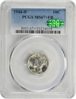 1944-D Mercury Silver Dime MS67+FB PCGS (CAC)