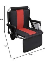 Stadium Camp Starting Seat Chair For Bleachers Portable W/ Back Black Red