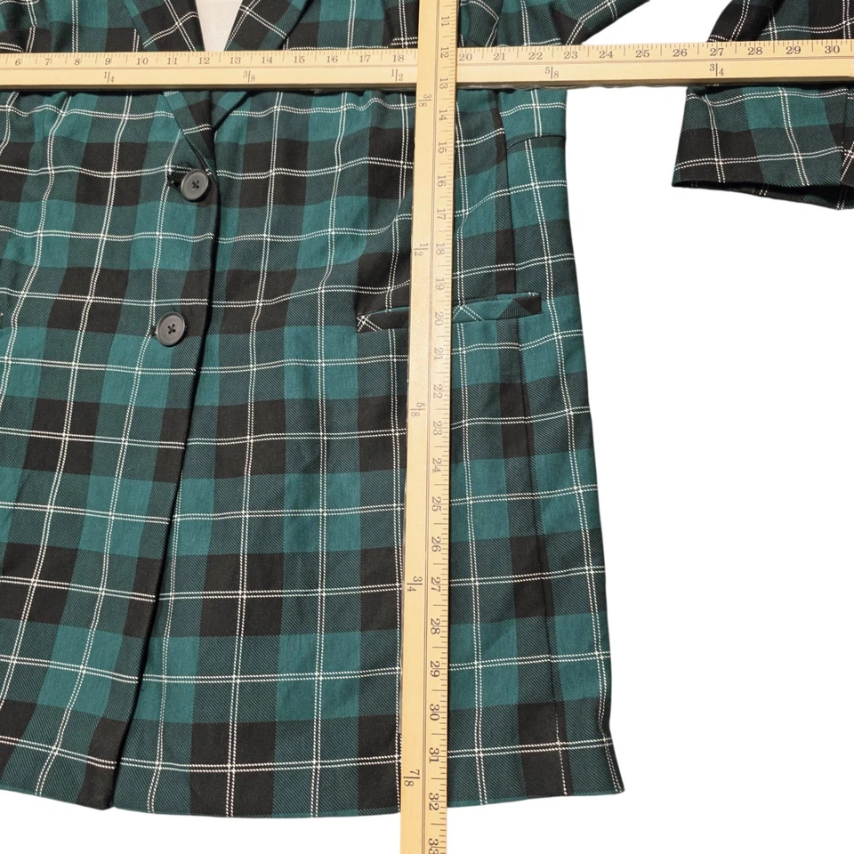 Chaqueta Blazer Torrid a Cuadros para Mujer Talla 3X Verde Negro Blanco Botón Delantero Informal Foto 4 de 4