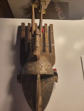 African N'tomo wood brass Bumana Bambara Horned Mask