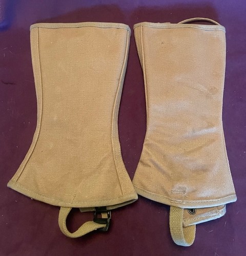 US ARMY WWII/VIETNAM ERA KHAKI COTTON LEGGINGS/LACES TYPE II CLASS 2 SIZE 3 - Picture 2 of 5