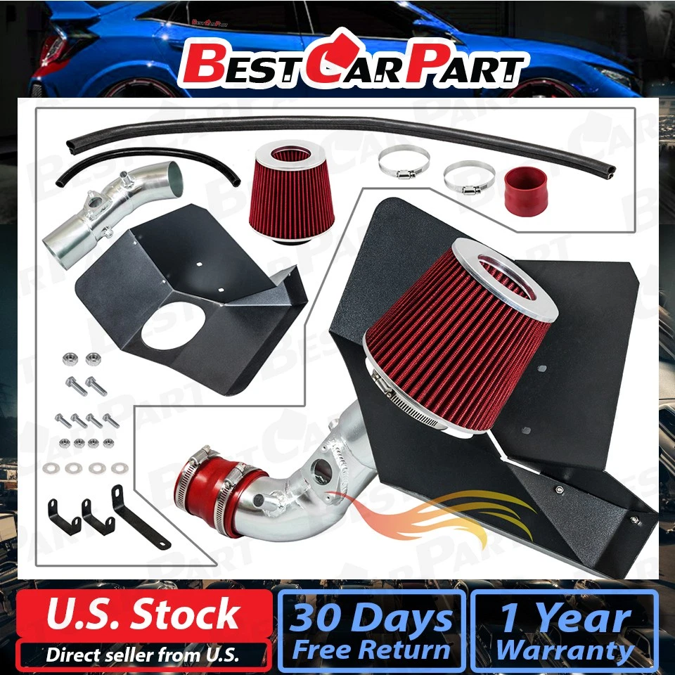 BCP RED For 09-17 Corolla/16-17 iM 1.8L Heat Shield Cold Air Intake Kit+Filter - Image 2 of 4