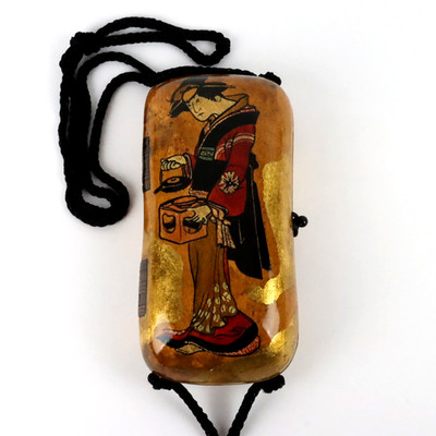 Vintage Rafael Sanchez Hand Painted Wood Box Bag Minaudiere Gold Leaf Purse