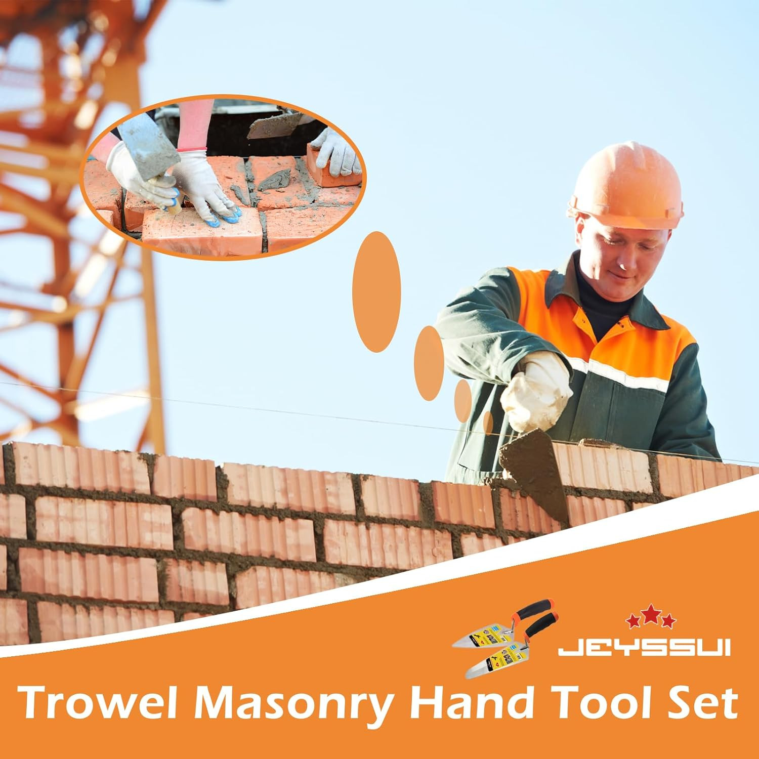 Concrete Trowel 2 Pcs, 6" Cement Tools Carbon Steel Pointing & Gauging Masonry H