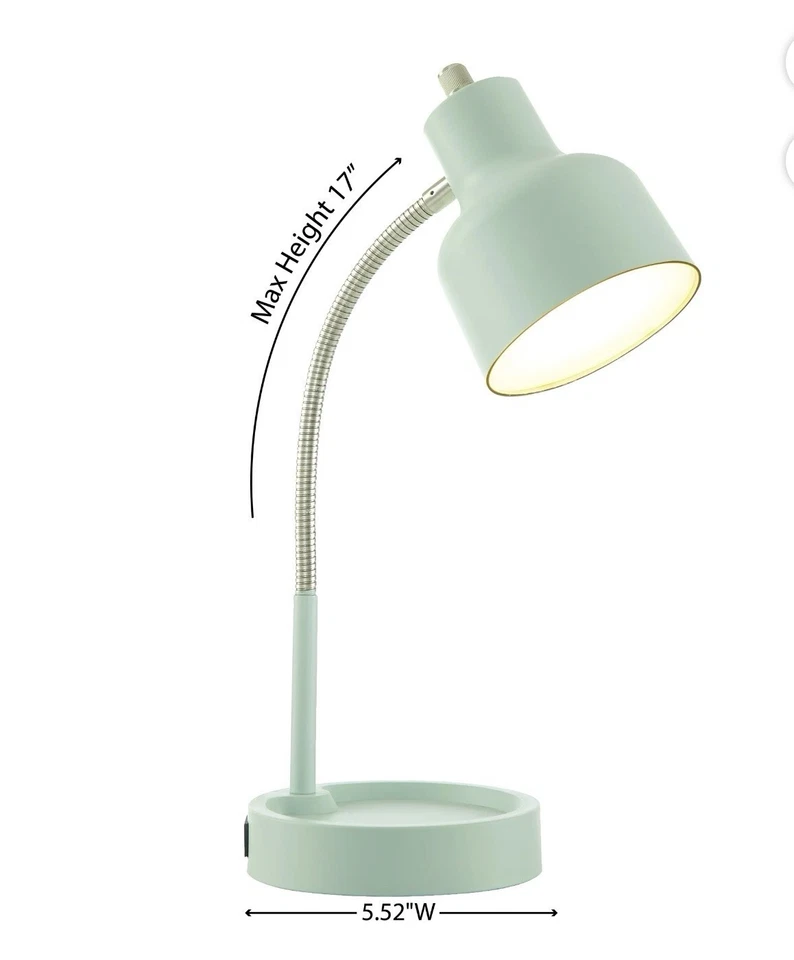Lámpara de Escritorio Moderna Verde Ajustable Cuello de Ganso con Base de Bandeja y Encendido/Apagado Sw Foto 2 de 4
