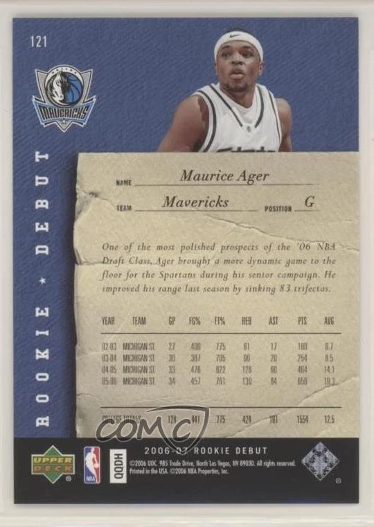 2006-07 Upper Deck Rookie Debut Rookie Silver /50 Maurice Ager #121 RC - Image 2 of 2