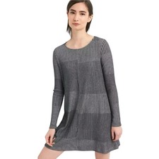 Gap Women's Gray Ribbed Swing Sweater Dress Size S Long Sleeve