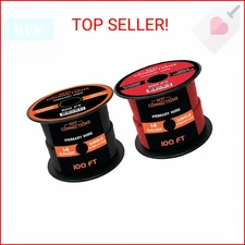 BEST CONNECTIONS 14-Gauge Automotive Primary Wire Bundle (100ft Each, Red & Blac