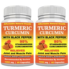 2 Turmeric Curcumin Natural Joint and Muscle Pain Relief With Black Pepper