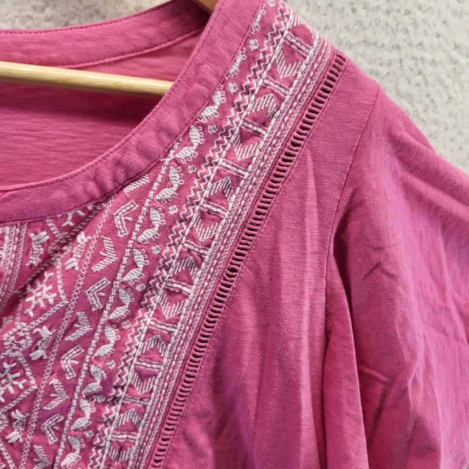 Blusa túnica camisa Lane Bryant para mujer grande 18/20 rosa borla bordada Foto 4 de 4