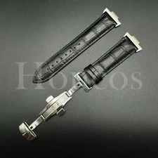 Black Genuine Leather Alligator Watch Strap Fits for Tissot PRX Clasp + Adapter