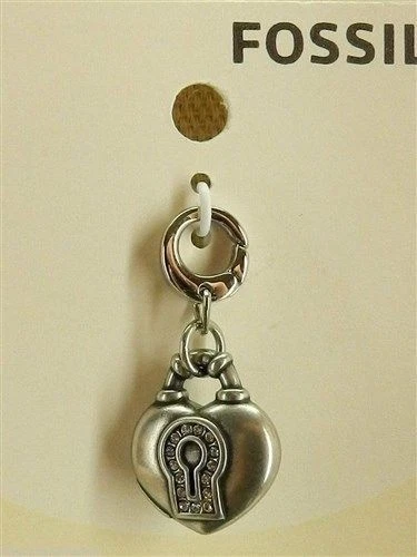 Dije pulsera con bloqueo de corazón fósil tono plateado ¡Nuevo!  Foto 2 de 2