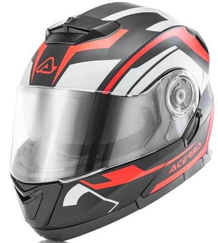 CASCO HELMET MOTO MODULARE APRIBILE ACERBIS SEREL NERO GRIGIO ROSSO OPACO  TG M | eBay