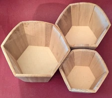 Stackable Unfinished 3 Octagon Wood Bowls
