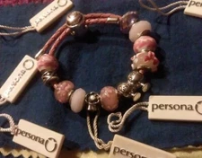 NEW 11pc PERSONA BARREL Charm Bracelet and 10 PERSONA CHARMS W/GIFT BOX $300+lot