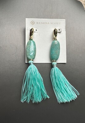 Kendra Scott Insley Statement Earrings Gold Tone Teal Mix Blue