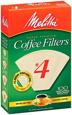 COFFEE MAKER FILTERS BROWN #4 Cone Style 8 10 12 cUp CoffeeMaker MELITTA  624459 | eBay