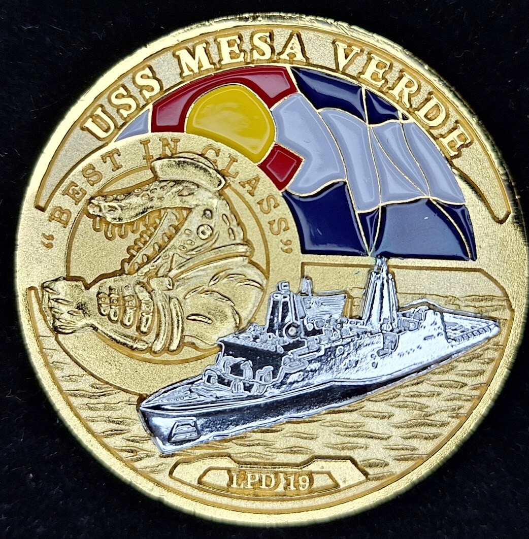 USS Mesa Verde LPD-19 Navy Challenge Coin - Courage Teamwork Tradition