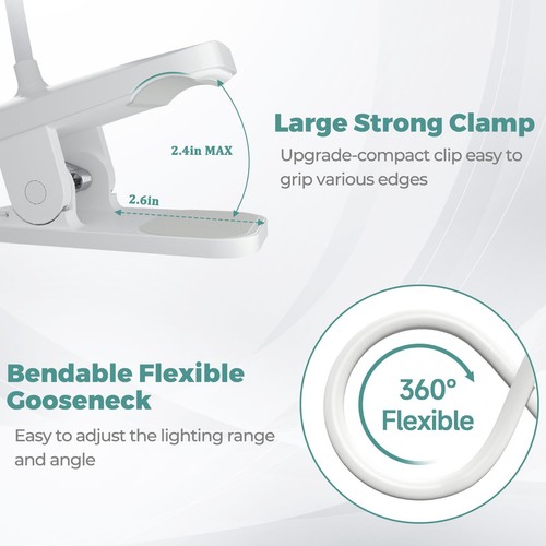 CUHIOY Clip on Reading Light 5 Colors 5 Brightness Bed Light for Headboard Ba - Picture 3 of 8