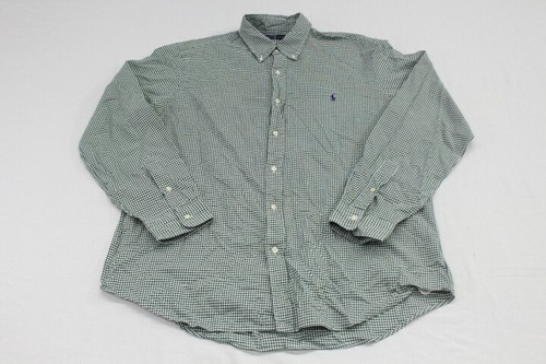 Ralph Lauren uomo tg XL manica lunga con bottoni verde gingham con frangia viola - Foto 2 di 8