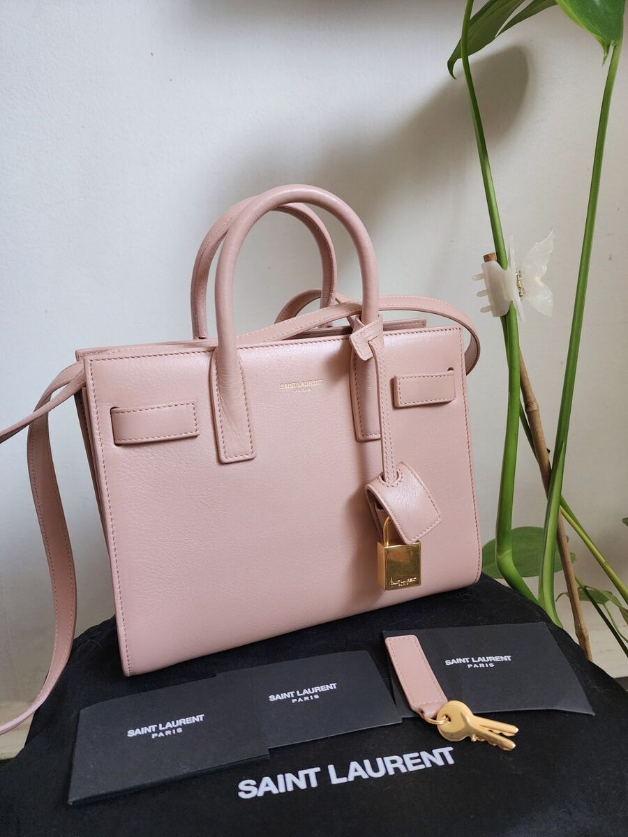 Sac De Jour Nano Leather Tote Bag in Pink - Saint Laurent