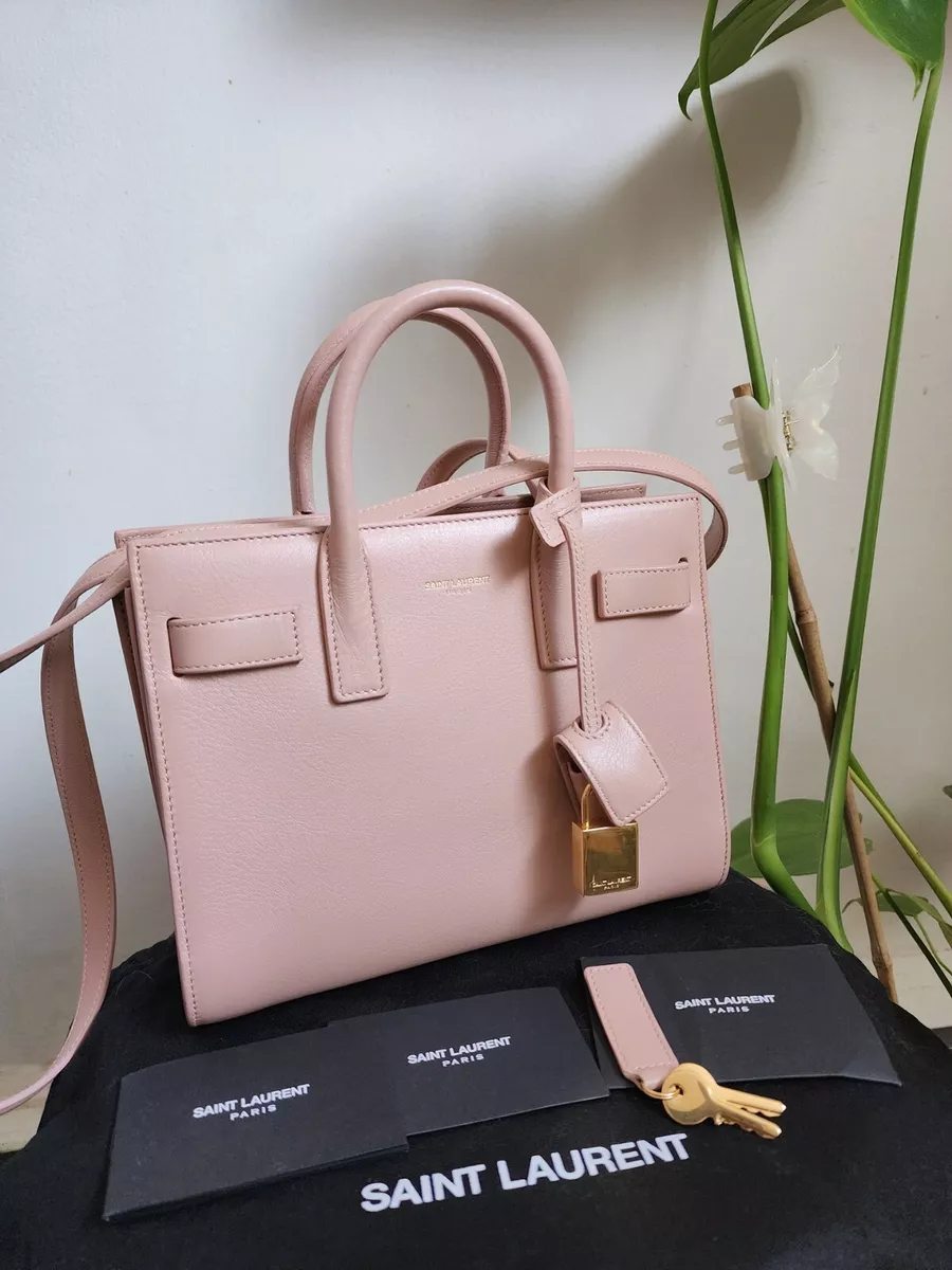 YSL Yves Saint Laurent Baby Sac De Jour Blush Pink Leather Bag