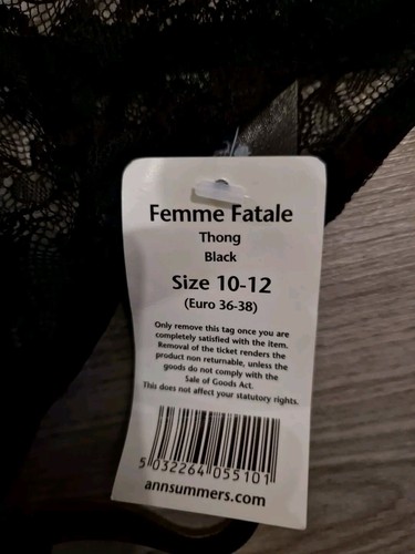 BNWT Vintage Ann Summers Black PVC & Lace Femme Fatale Thong Size 10-12 - Picture 17 of 20