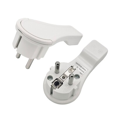 2x Schutzkontakt Winkelstecker Flachstecker flach mit Bügel 16A Strom Stecker