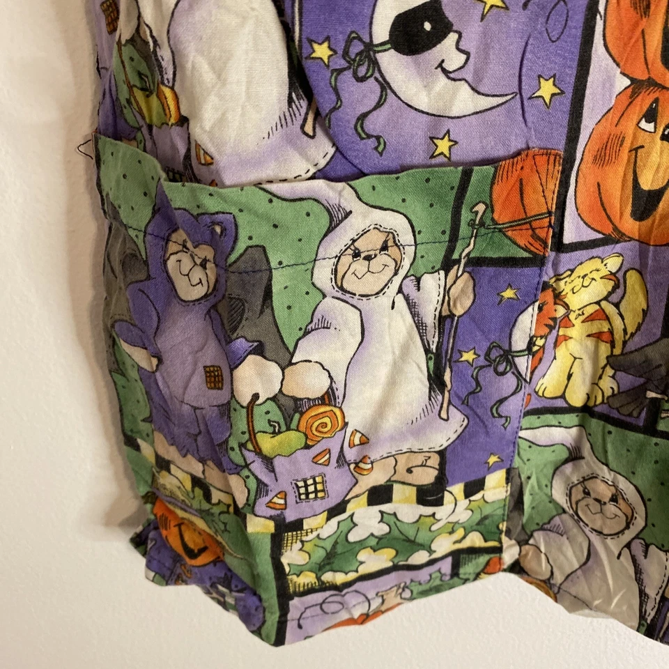 Peaches Scrub Top Medical Uniform Halloween Cats Large - Image 3 of 4