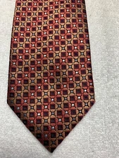 BERGAMO NEW YORK MENS TIE ORANGE GOLD BLUE 3.25 X 60