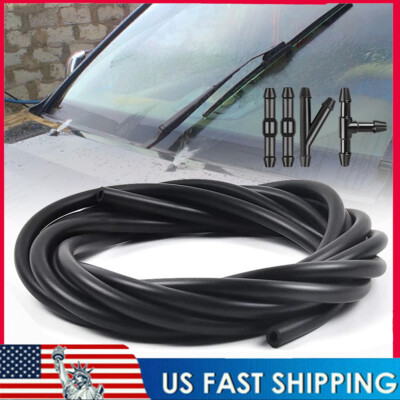 6.6ft Universal Windshield Washer Nozzles Hose Kit with 4Pcs Hose Connectors US