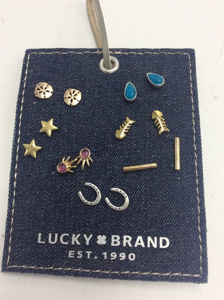$45 Lucky Brand 7 piezas conjunto de aretes estrella sandollar huesos de pez C26 Foto 2 de 4