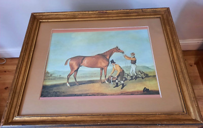 Vintage Thomas Weaver 1833 Giltwood gerahmtes Kunstwerk Pferd roter Rover