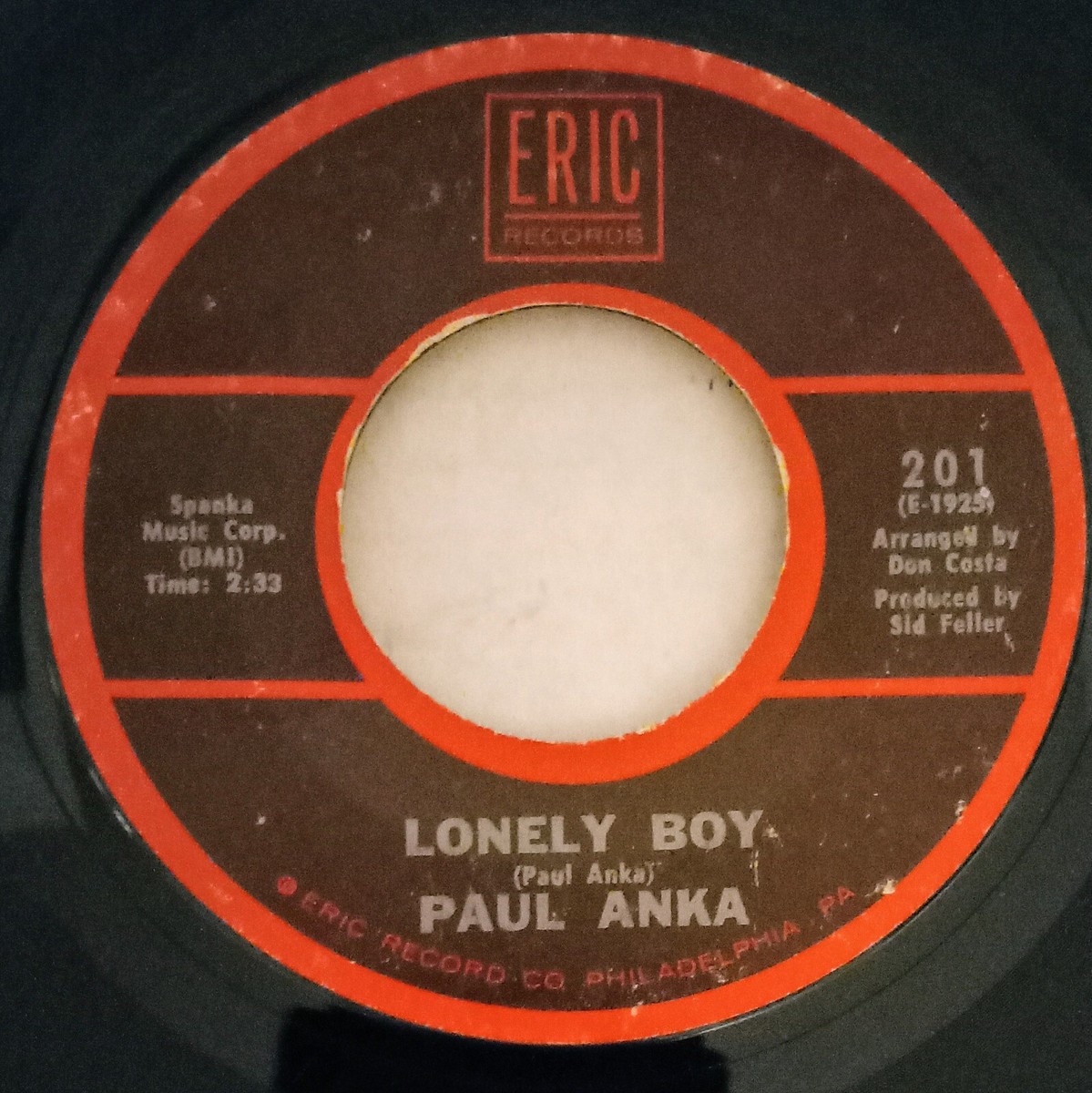 Paul Anka 45 Rpm Lonely Boy/I Miss You So Eric Records 1959 201 | eBay