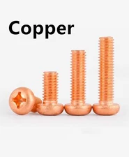M3 M4 M5 M6 99.9% Pure Copper Phillips Cross Pan Head Machine Screws