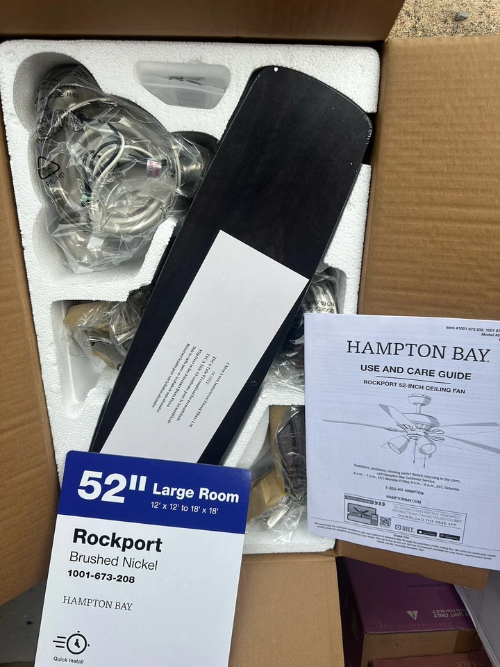 Hampton Bay Rockport 52 in. LED Brushed Nickel DisplayCeiling Fan Missing Motor - Image 2 of 4