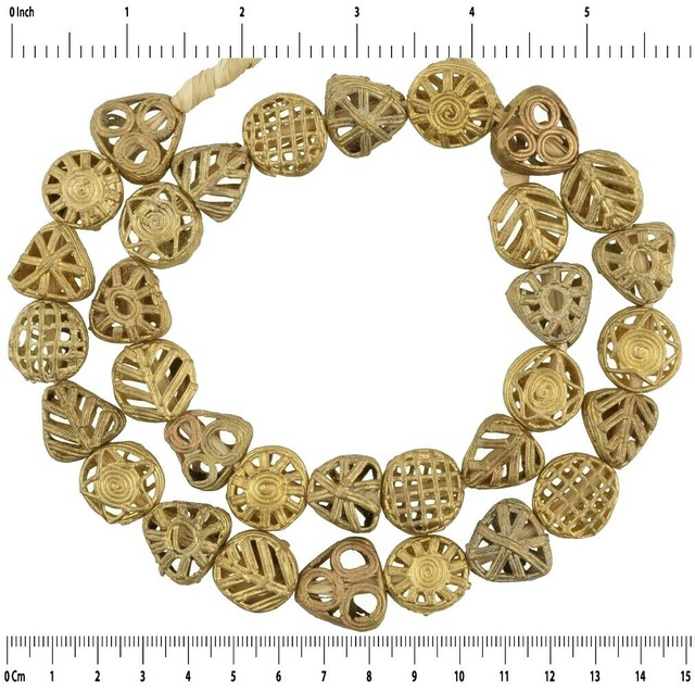 African brass beads handmade Ghana Akan Ashanti lost wax bronze tribal necklace African brass beads handmade Ghana Akan Ashanti lost wax bronze tribal necklace