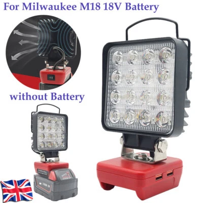 For Milwaukee M18 18V battery LED Light Work Light Flash Light Torch Camping UK
