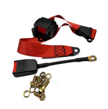 3 Point Retractable Red Safety Seat Belt Straps Car Adjustable Belt Kit